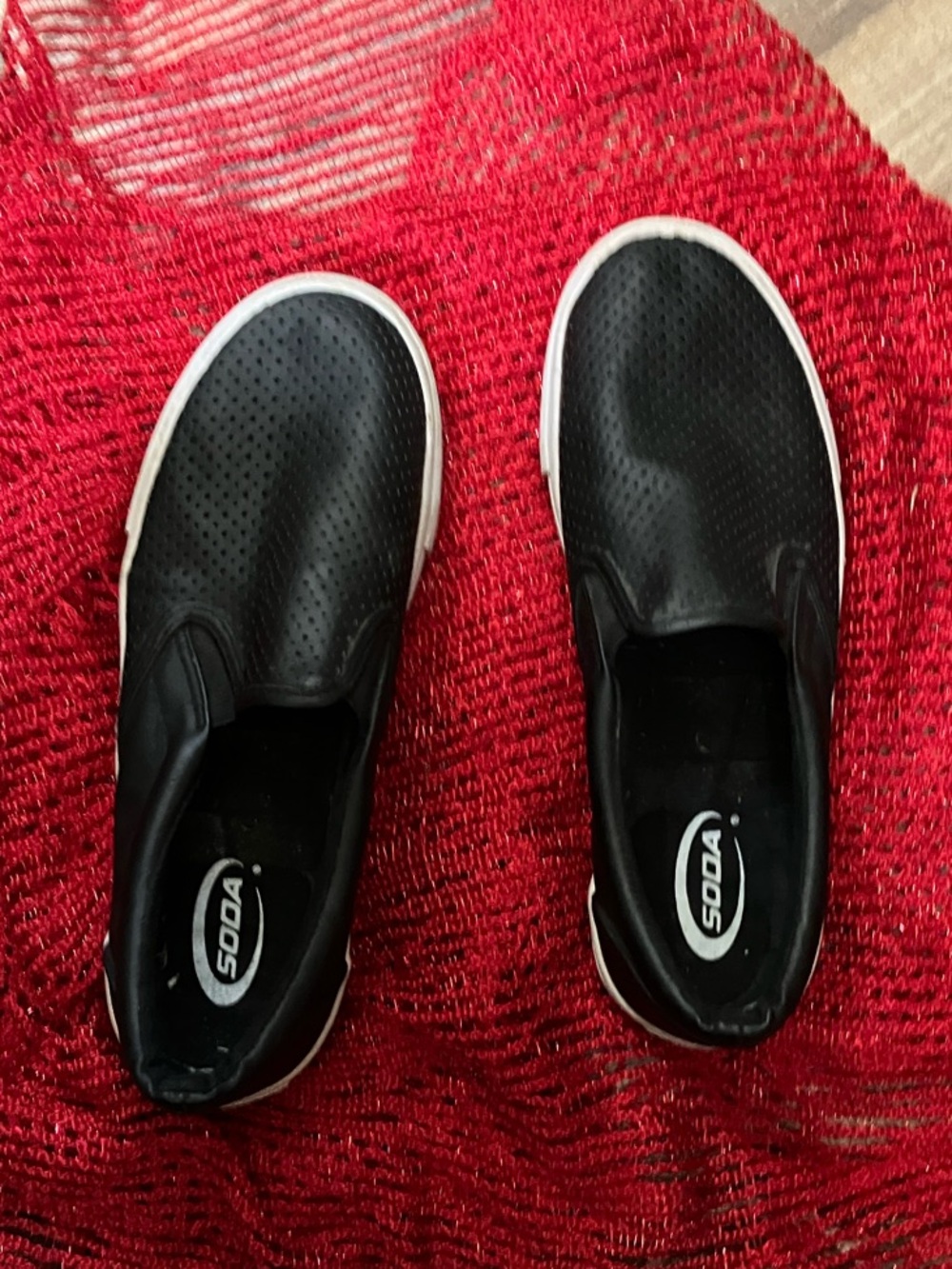 Soda Black Slip-On Sneakers with White Soles